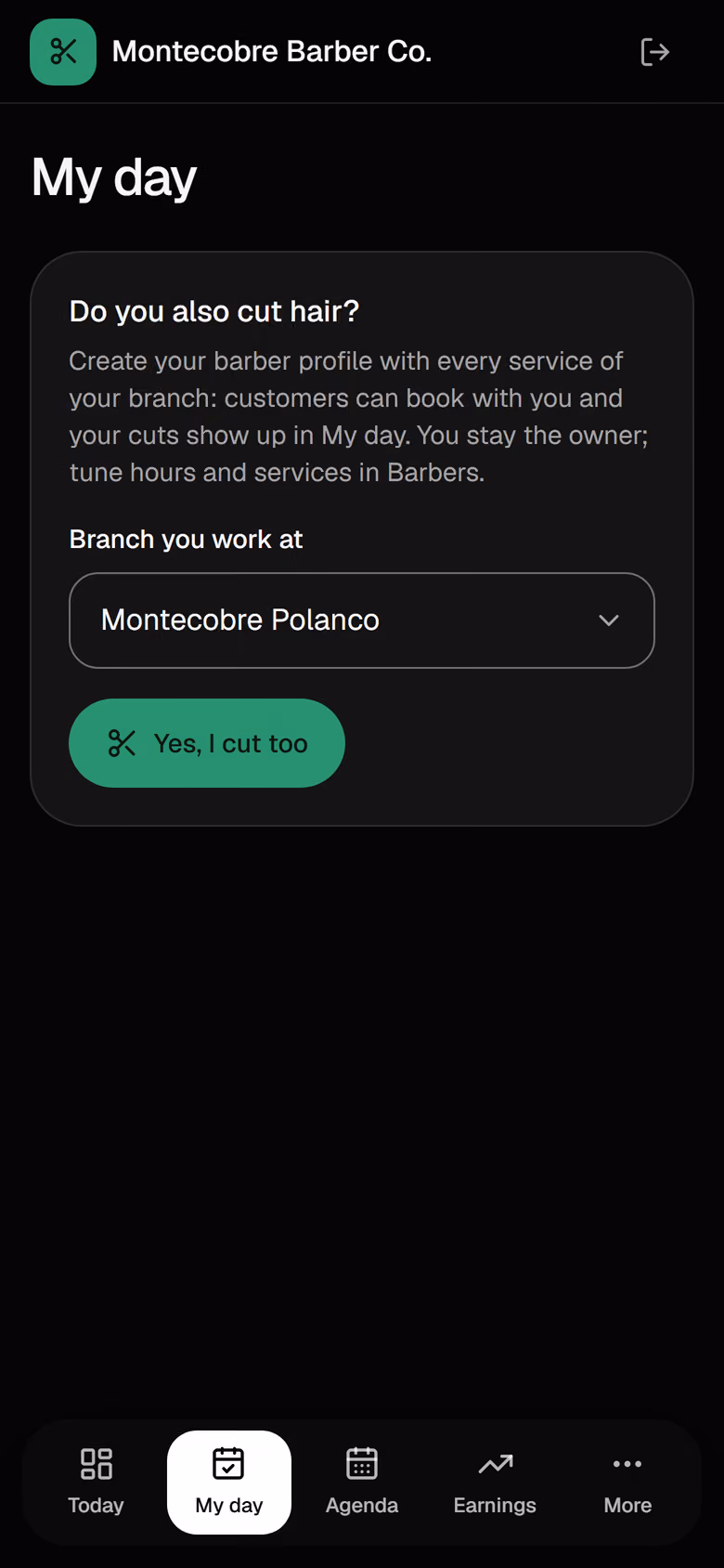 “Do you take clients too?” card in the owner's My day.